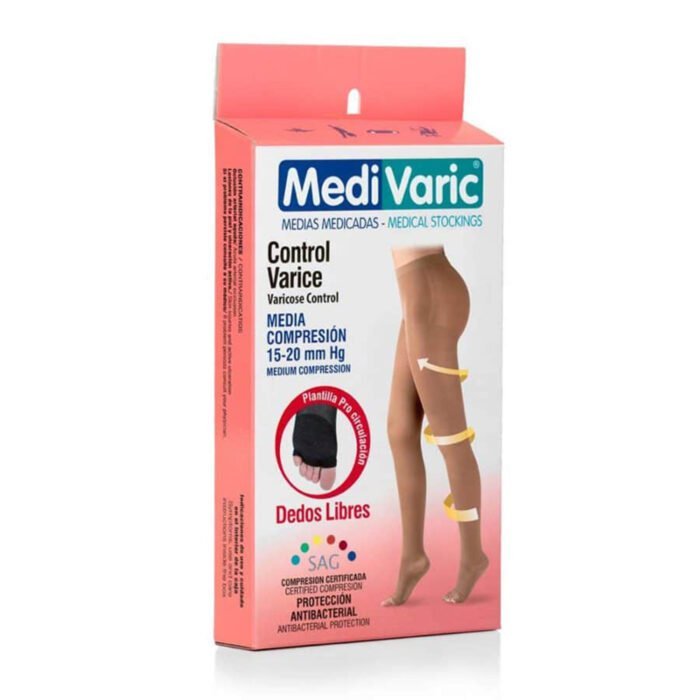 Media Medivaric a la Cadera con Dedos Libres para Dama 15-20 mmHg (Ref. 1127p)