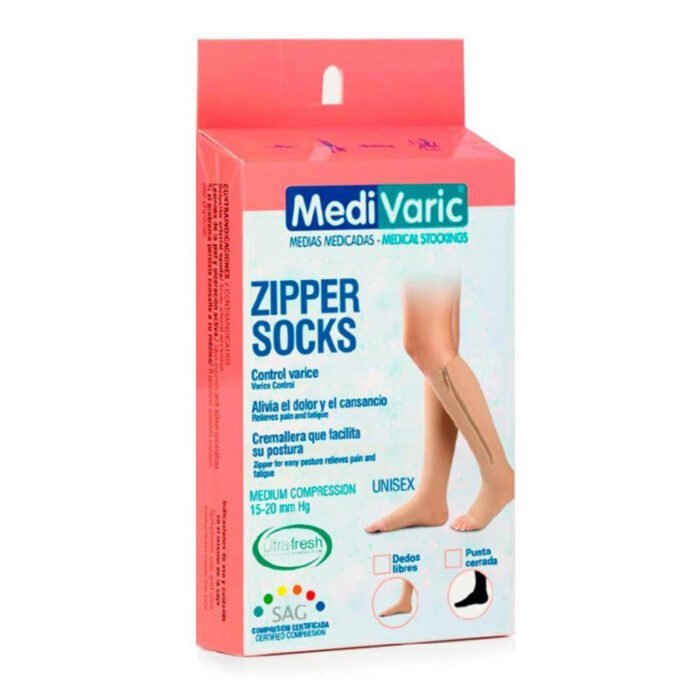 Media Medivaric con Cremallera y Puntera Cerrada Zipper Socks 15-20 mmHg (Ref. 532Gp)