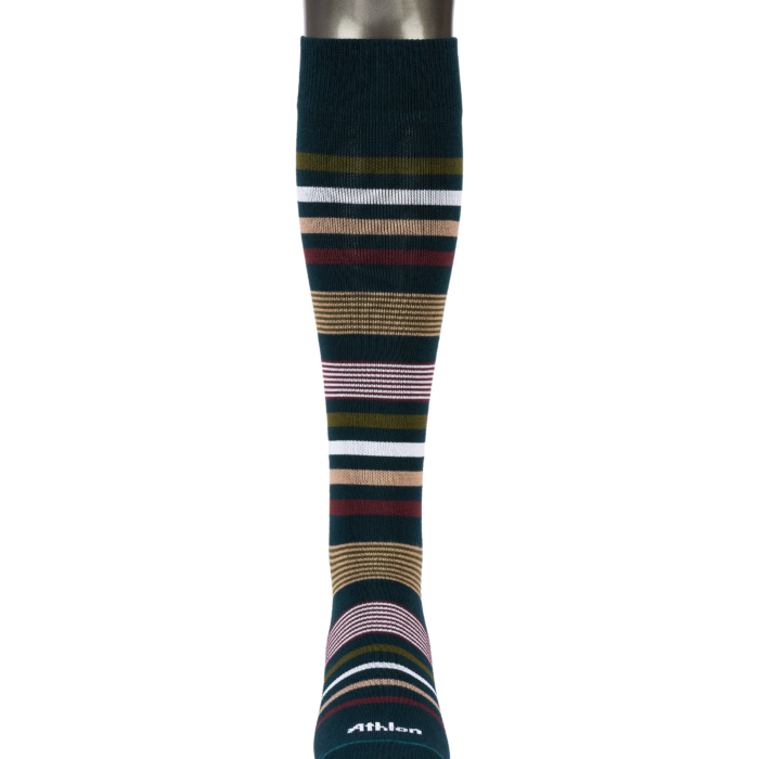 Vista frontal en horma de media a la rodilla en bamboo diseno franjas multicolor Athlon Ref CMO214