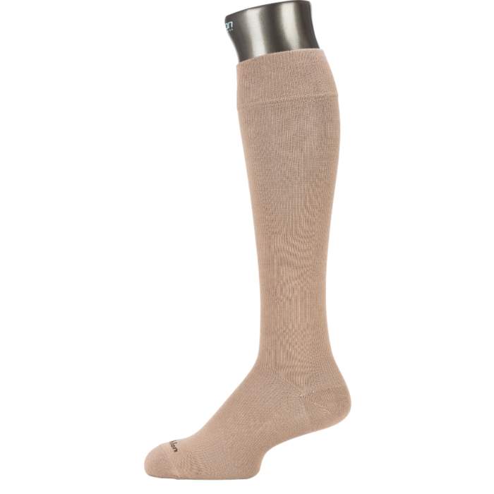 Media de compresion graduada a la rodilla en fibra de bambu suave color caqui Athlon Ref CB101